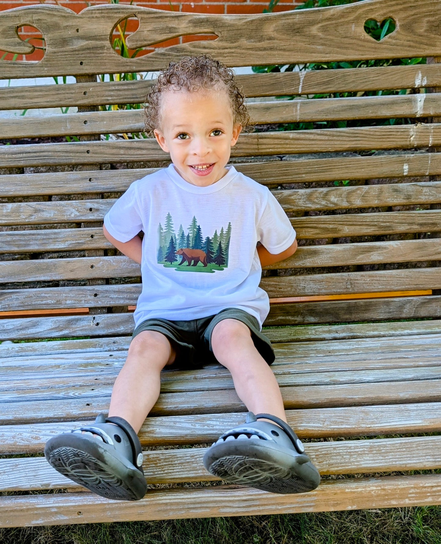 Bear Walking through Woods Toddler/Youth T-Shirts