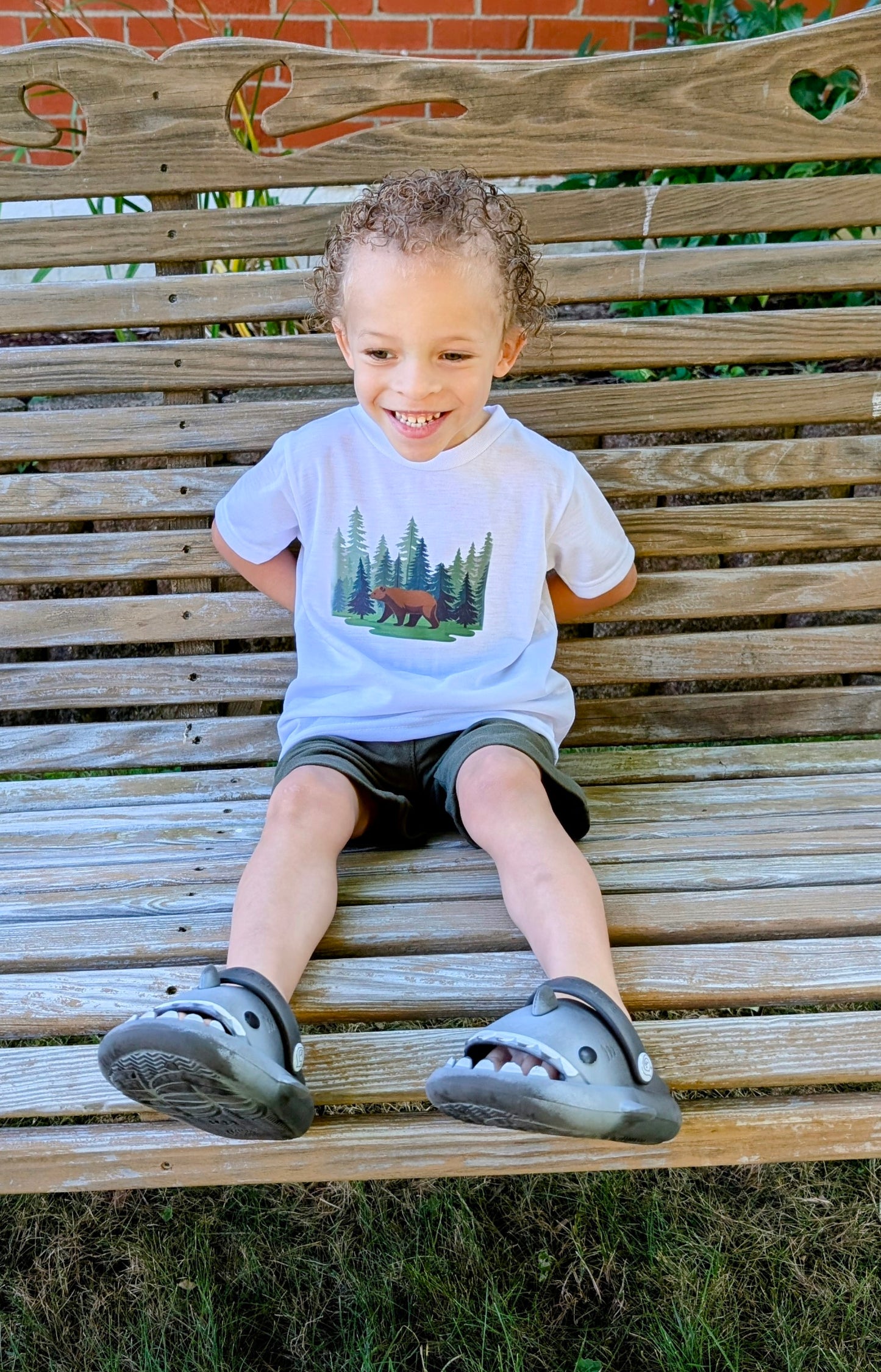 Bear Walking through Woods Toddler/Youth T-Shirts