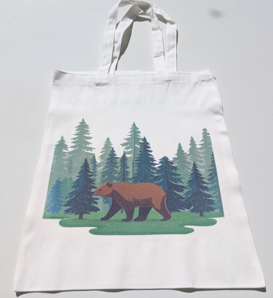 Bear Walking through Woods tote
