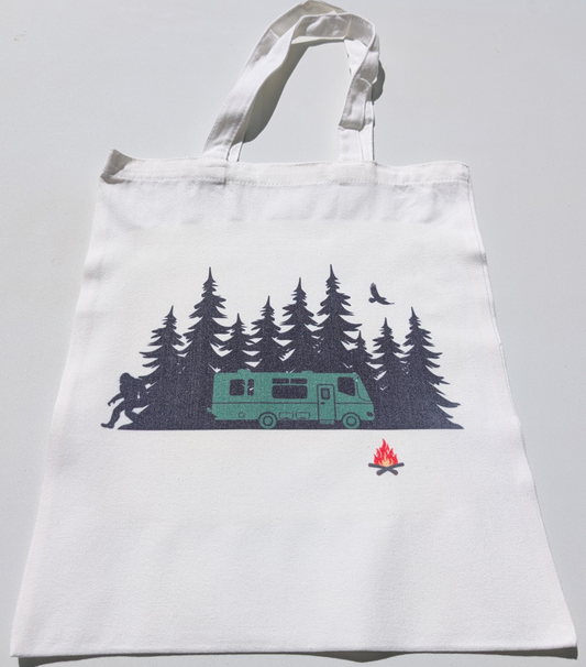 Camping with Bigfoot tote