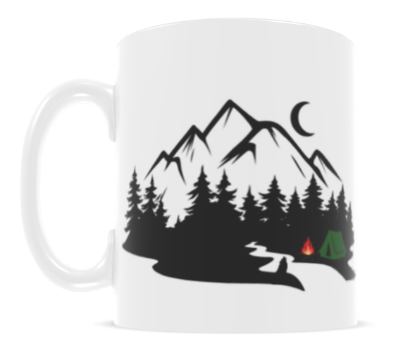 Camping with a Wolf mug