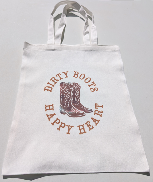 Dirty Boots, Happy Heart tote